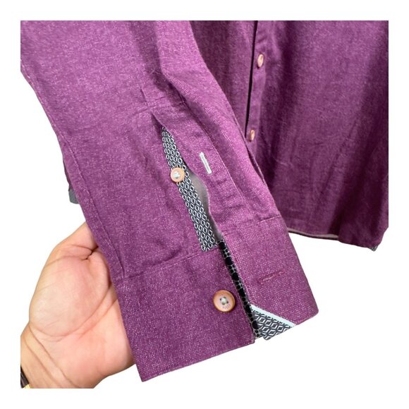 TED BAKER LONDON Mens SZ XL Purple Button Down Shirt 100% Cotton Business casual - Picture 10 of 12